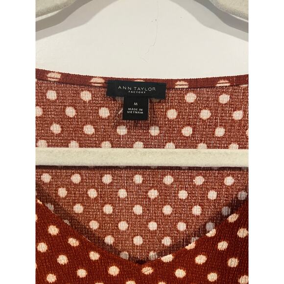 Women’s Ann Taylor Factory Polka Dot Blouse M Brown - Picture 4 of 5